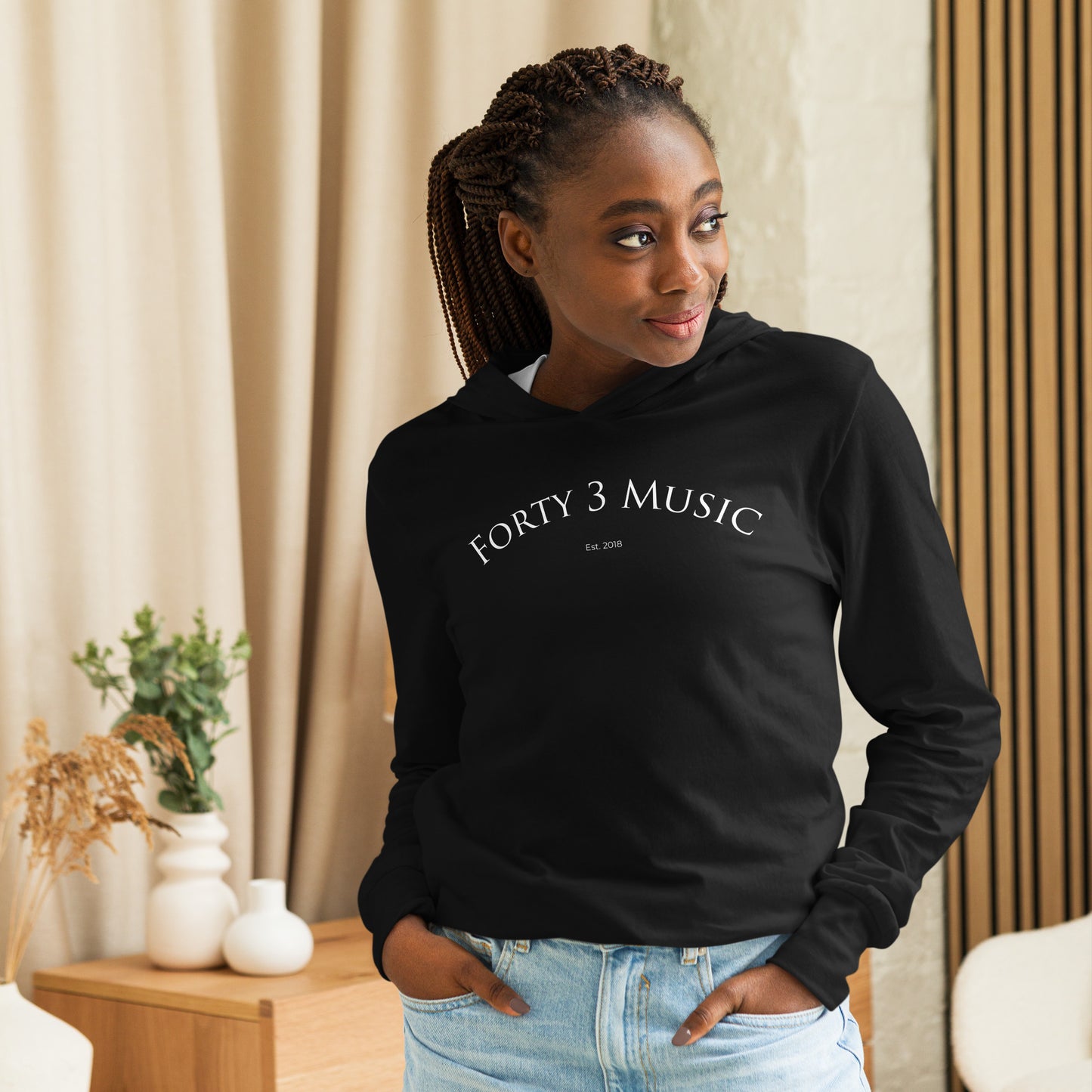Forty 3 Music Hoodie Tee – Lightweight Long-Sleeve Streetwear Top