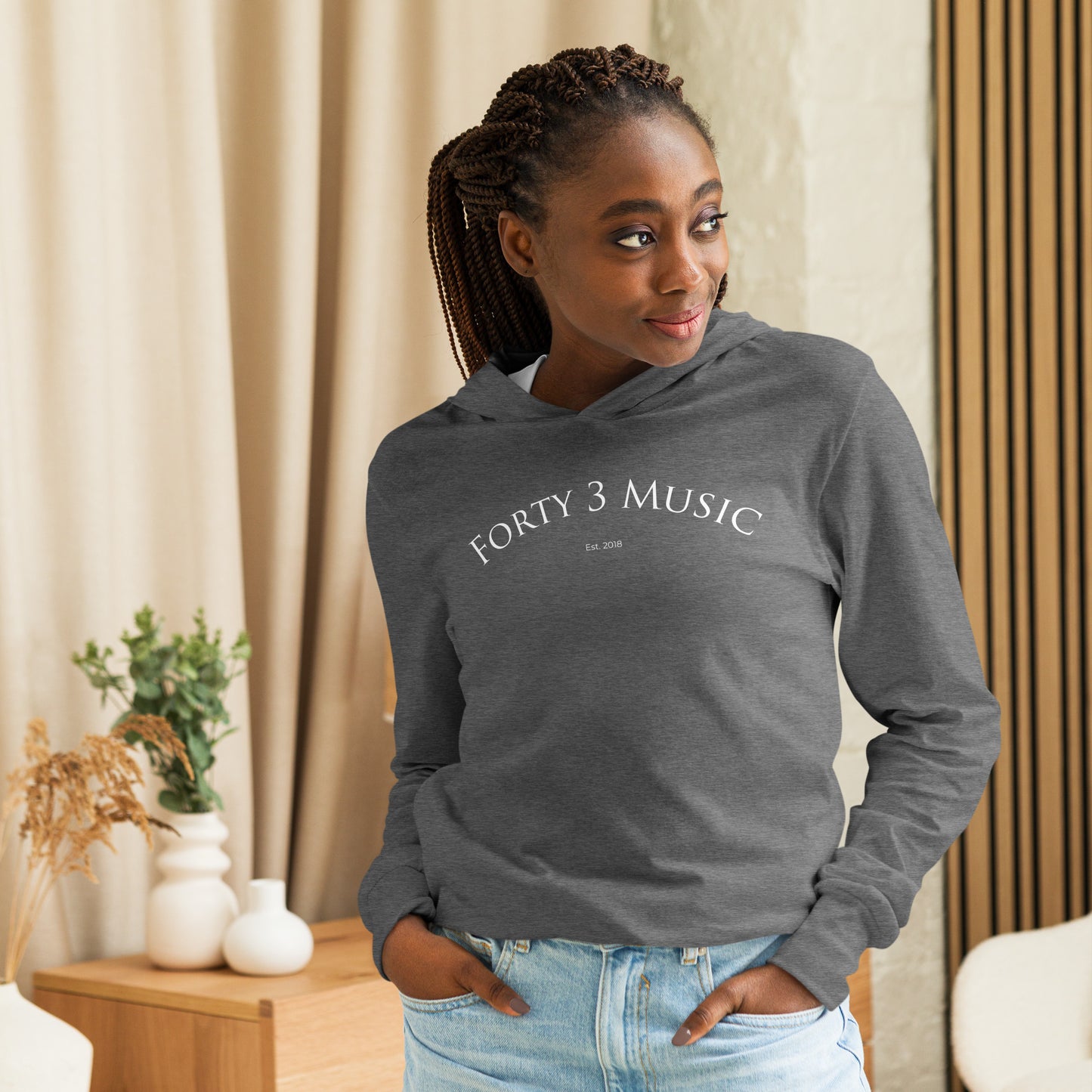 Forty 3 Music Hoodie Tee – Lightweight Long-Sleeve Streetwear Top