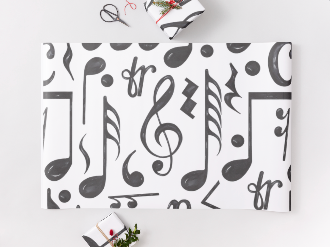 Music Gift Wrap Paper Set – 3 Matte Sheets | Unique Music-Themed Wrapping for Musicians, Bands, Guitar Players & Music Lovers