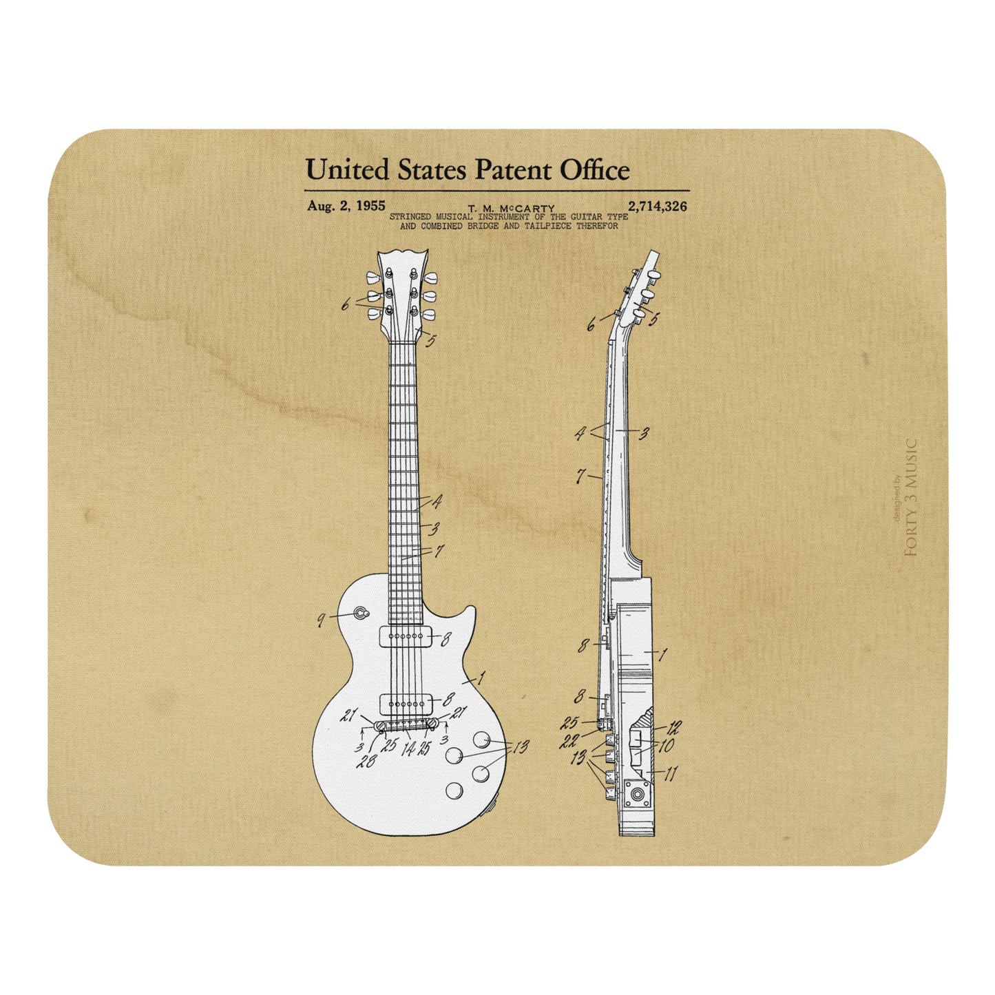 Classic Electric Guitar Patent Mouse Pad