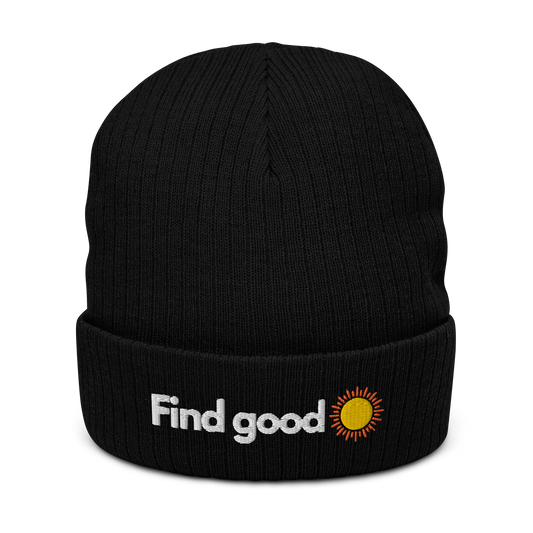 Custom "Find Good" Ribbed knit beanie